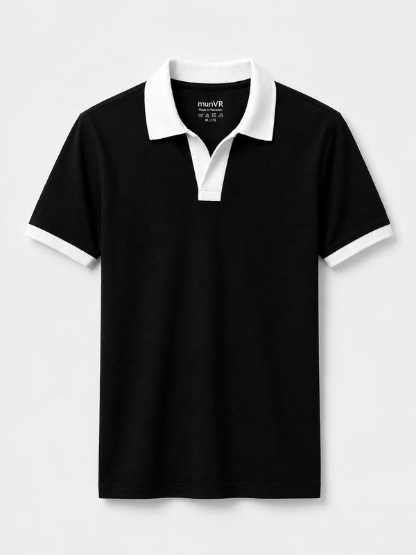 Black Contrast J/C Polo