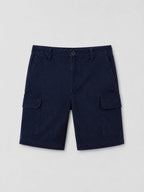 munVR Navy Tailored Pleated Shorts