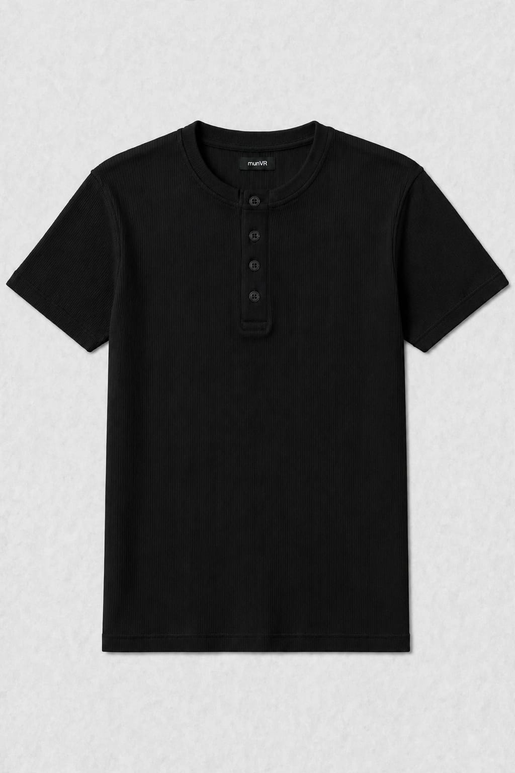 munVR Black Ribbed Henley Black Ribbed Henley