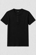 munVR Black Ribbed Henley Black Ribbed Henley