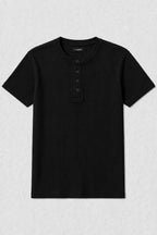 munVR Black Ribbed Henley Black Ribbed Henley