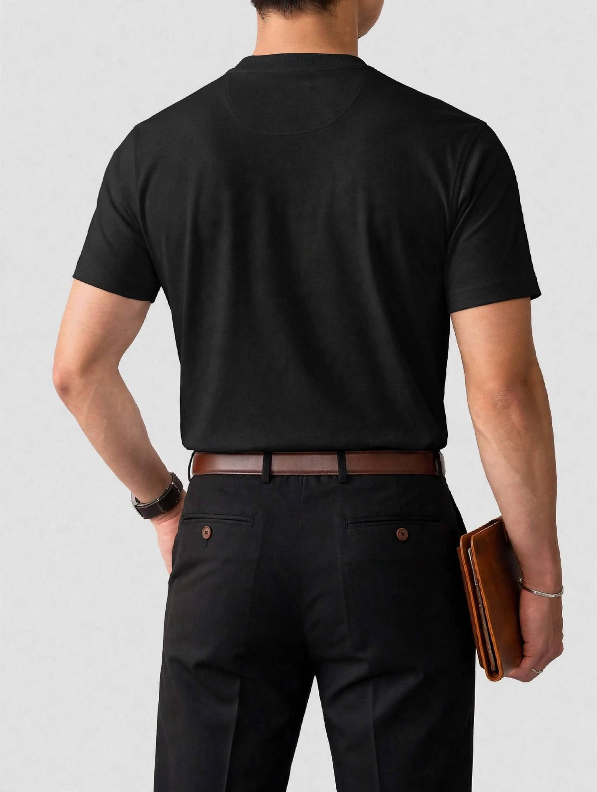 munVR Black Ribbed Henley Black Ribbed Henley