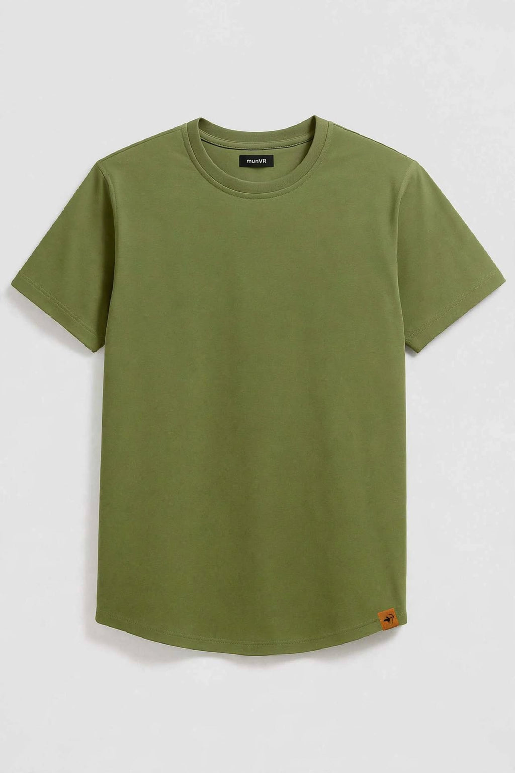 munVR Luxeknit Mud Green shirt (Curved Hem design)