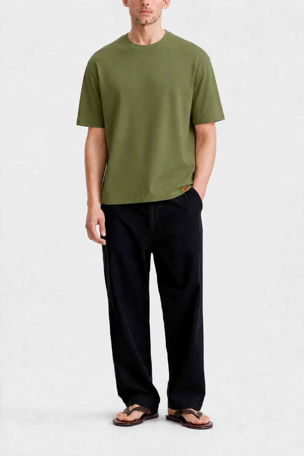 munVR Luxeknit Mud Green shirt (Curved Hem design)