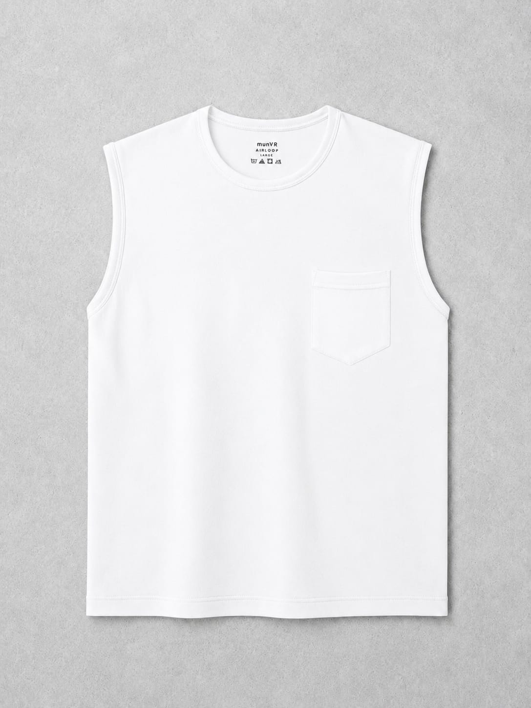 munVR Airloop  white Sleeve Less Tshirt
