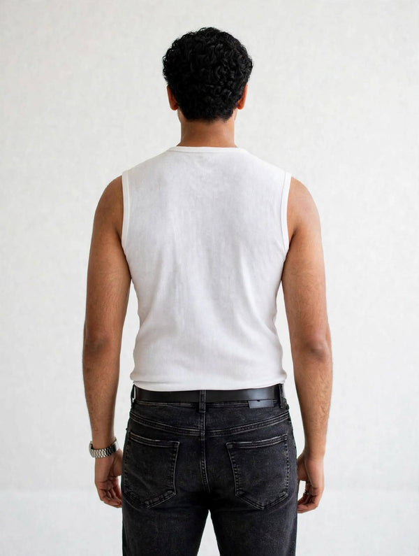 munVR Airloop  white Sleeve Less Tshirt
