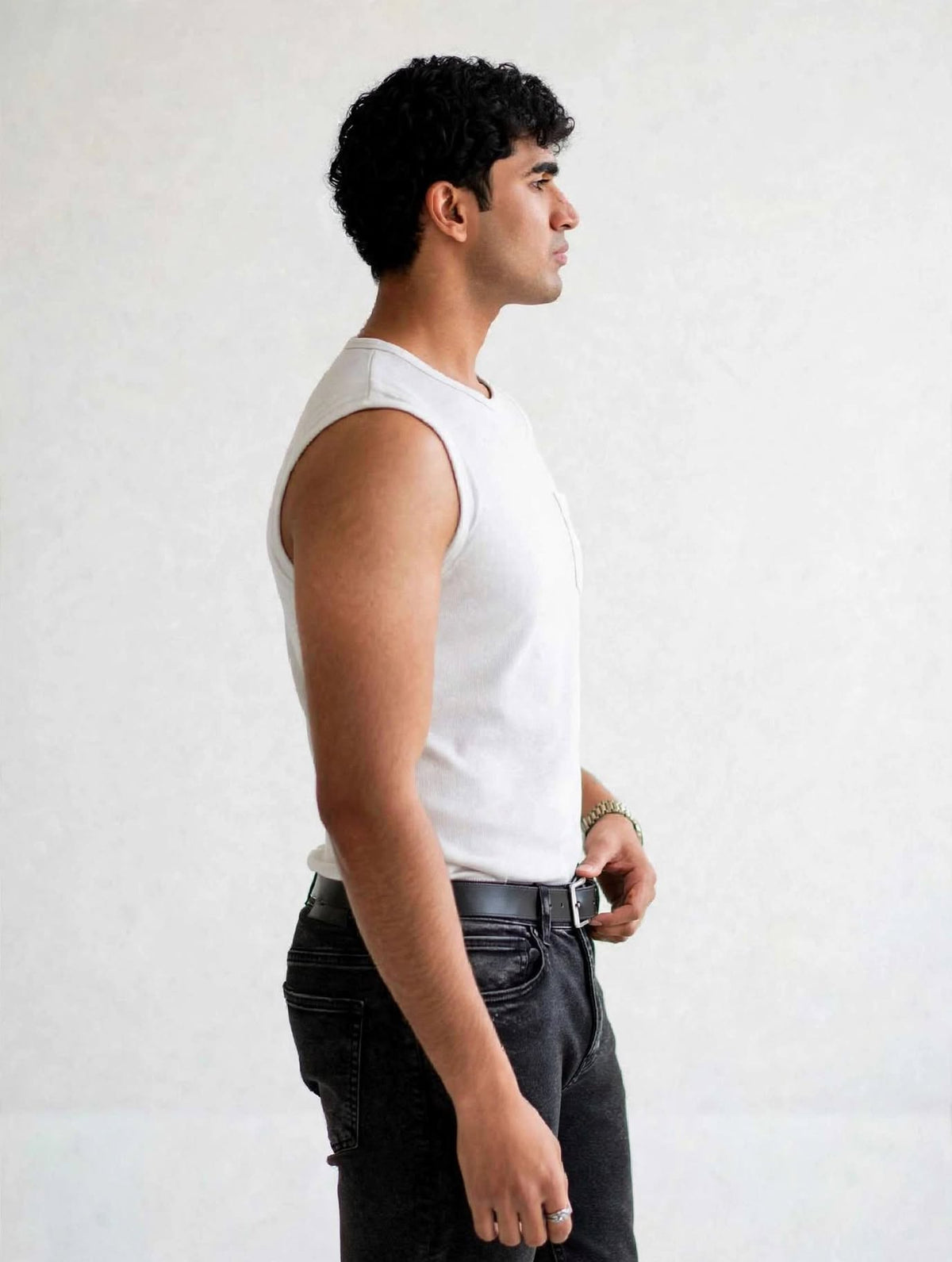 munVR Airloop  white Sleeve Less Tshirt