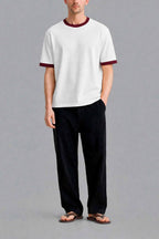 munVR White Ft Maroon Ringer Tshirt