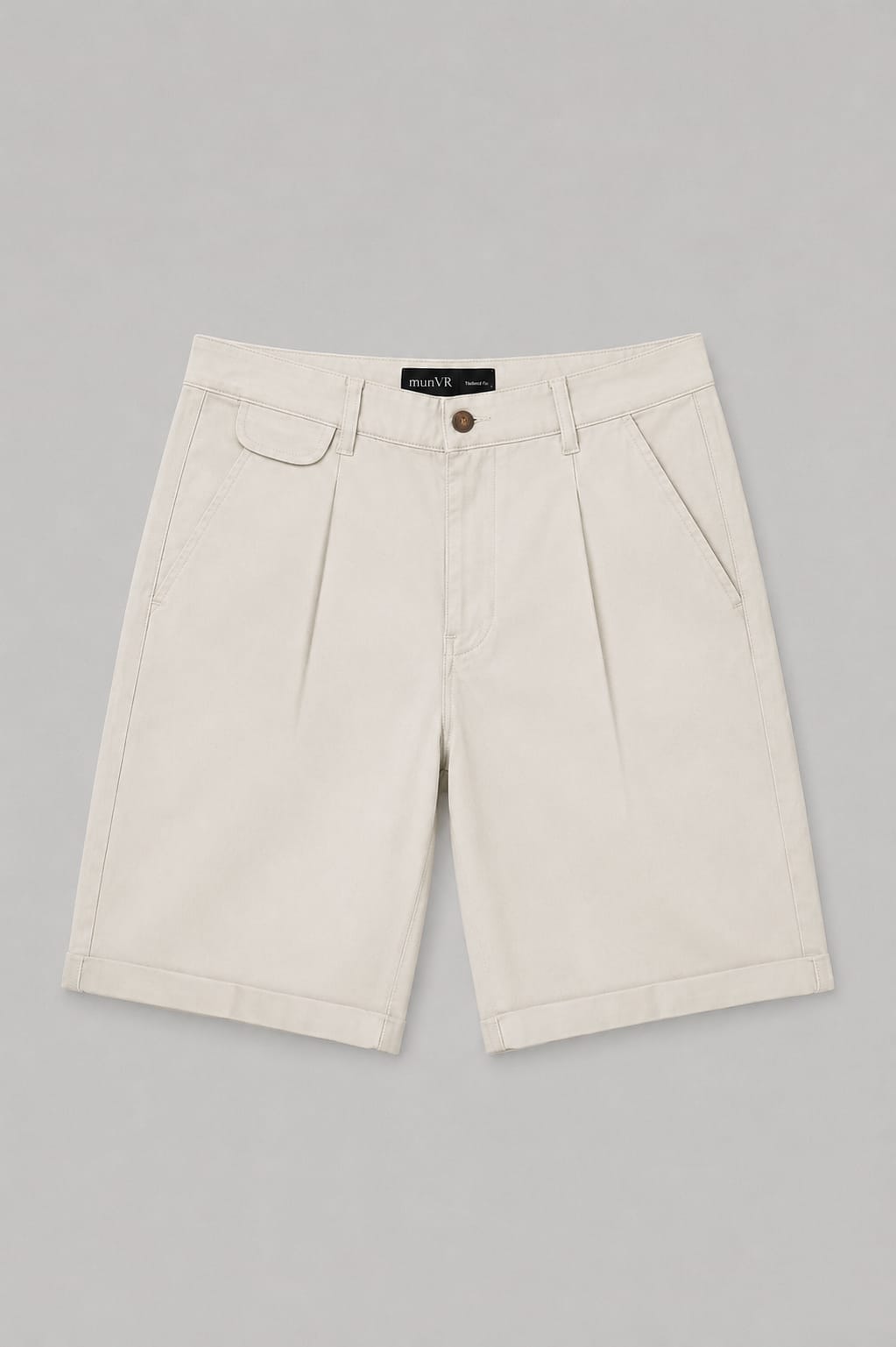 munVR Light Beige Tailored Pleated Shorts