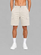 munVR Light Beige Tailored Pleated Shorts