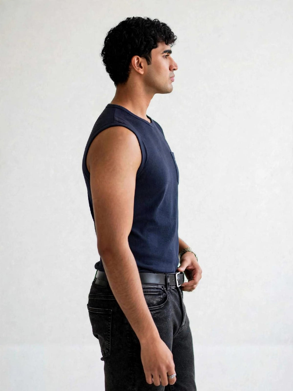 munVR Airloop Navy Sleeve Less Tshirt