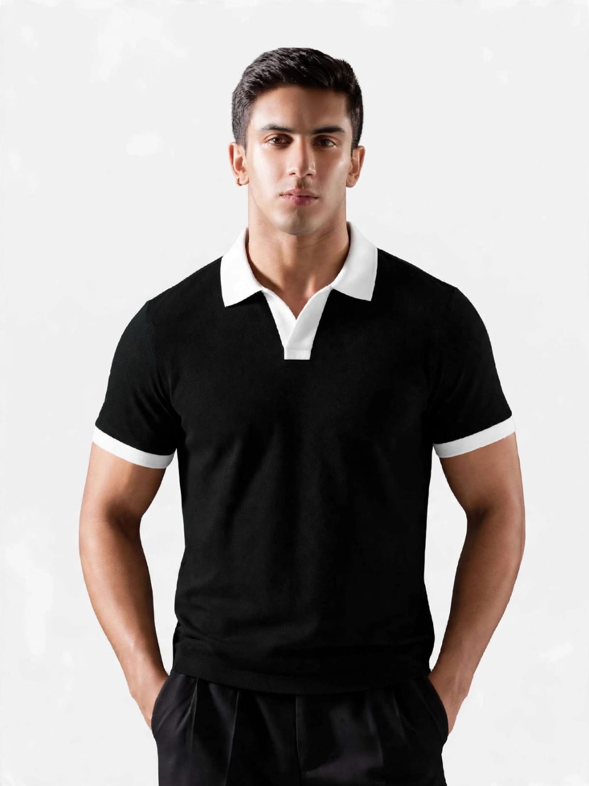 Black Contrast J/C Polo