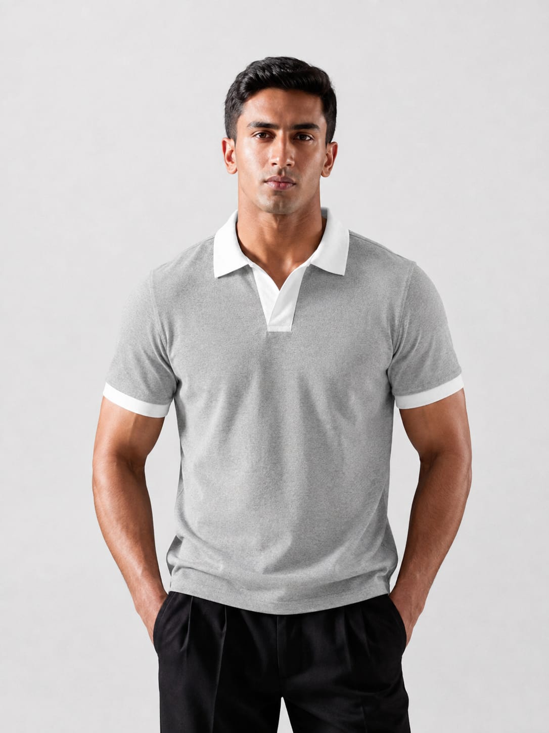 munVR GREY Contrast J/C Polo