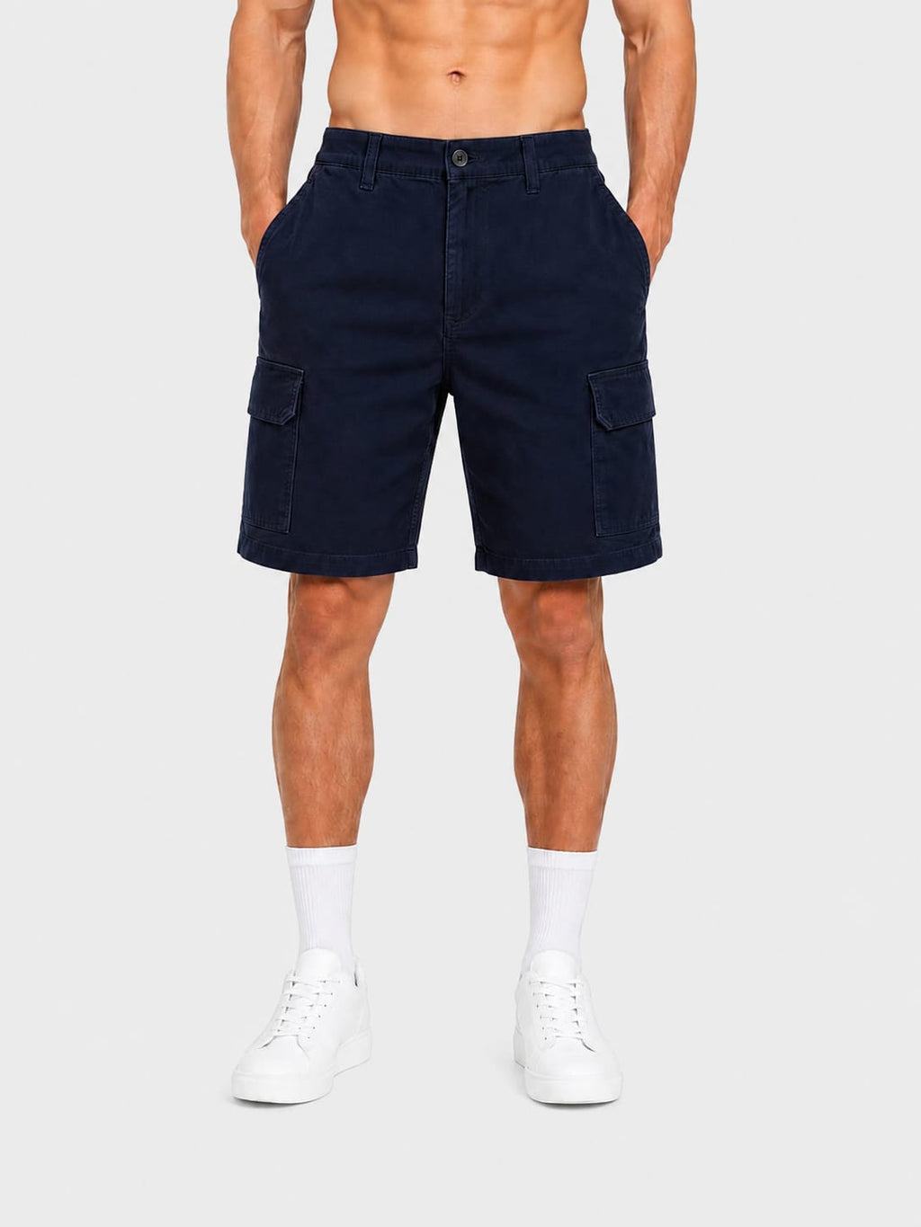 munVR Navy Tailored Pleated Shorts