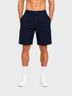 munVR Navy Tailored Pleated Shorts