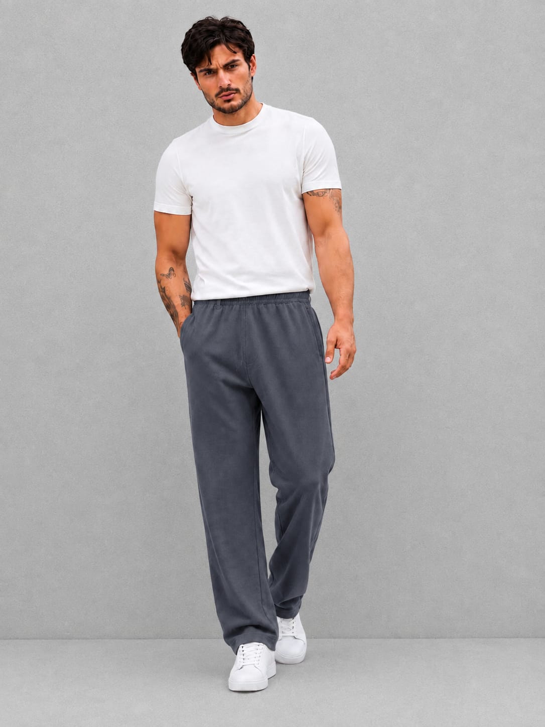 Midnight Grey - Premium Wide Leg Trousers