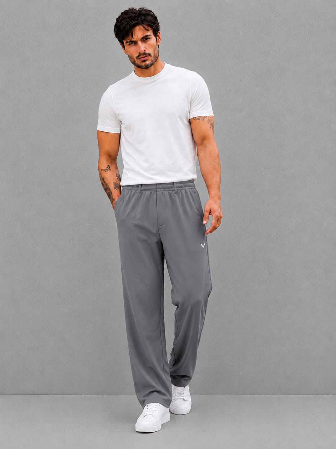 MunVR-Soft Gray Relaxed Straight Fit Trousers - Everyday Minimal