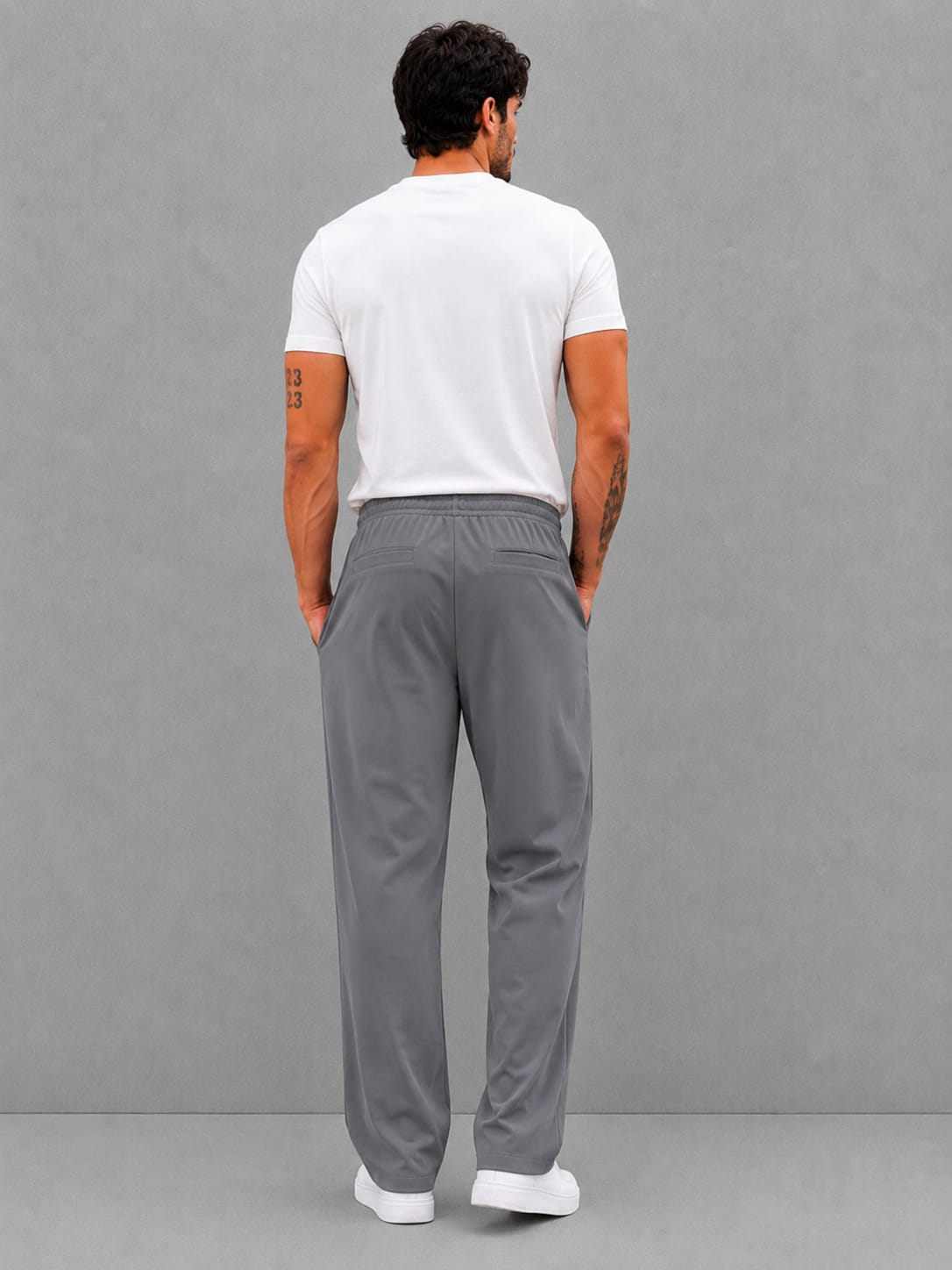 MunVR-Soft Gray Relaxed Straight Fit Trousers - Everyday Minimal