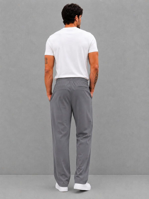 MunVR-Soft Gray Relaxed Straight Fit Trousers - Everyday Minimal