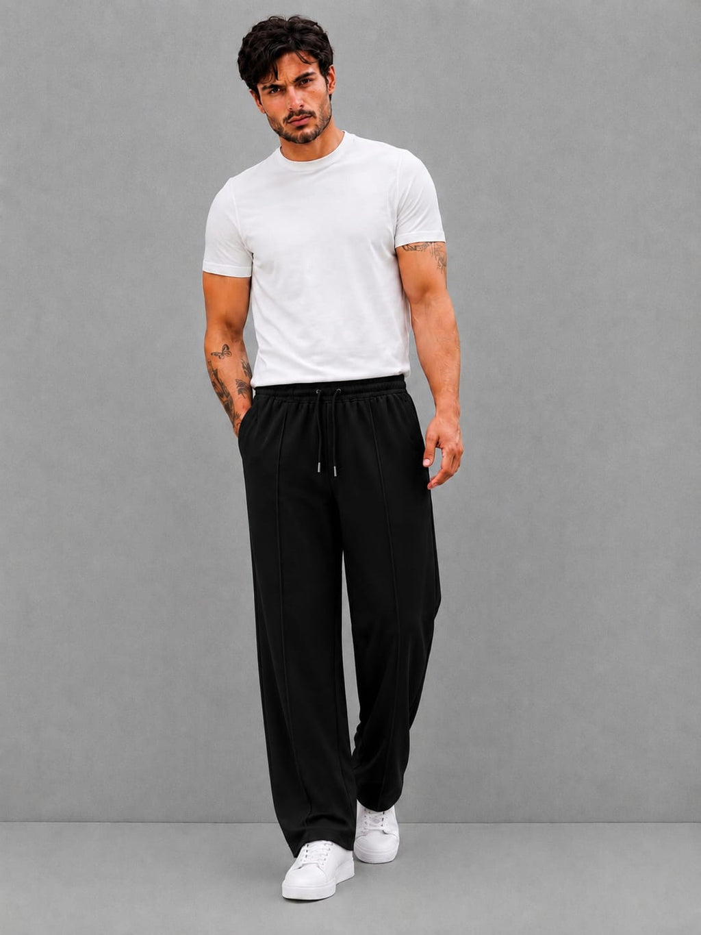 Black Relaxed Straight Fit Trousers - Everyday Minimal | m u n V R