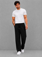 Black Relaxed Straight Fit Trousers - Everyday Minimal | m u n V R