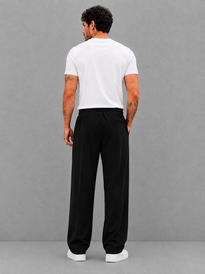 Black Relaxed Straight Fit Trousers - Everyday Minimal | m u n V R