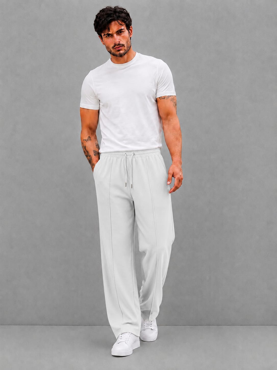 Off-White Minimal Tapered Trousers - Everyday Comfort | m u n V R