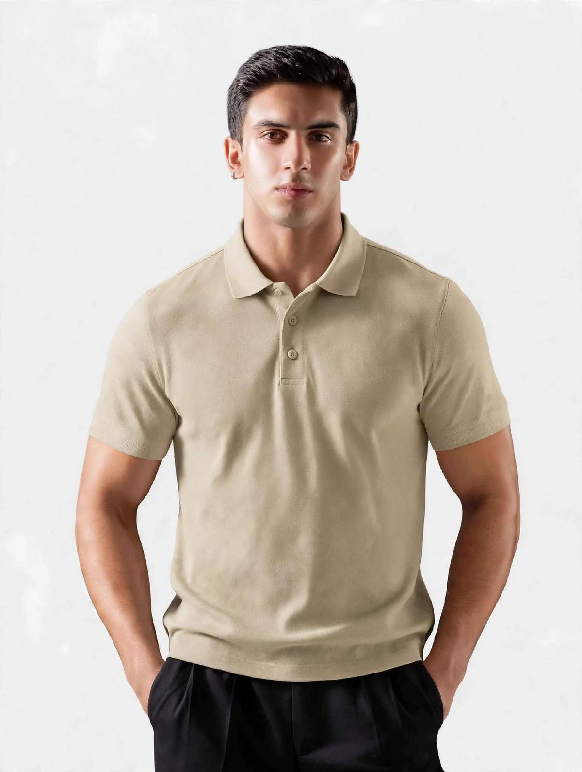 Rich Beige Pique Polo Shirt - Classic Minimal Fit | m u n V R