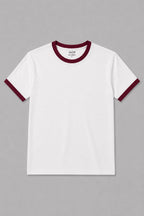 munVR White Ft Maroon Ringer Tshirt