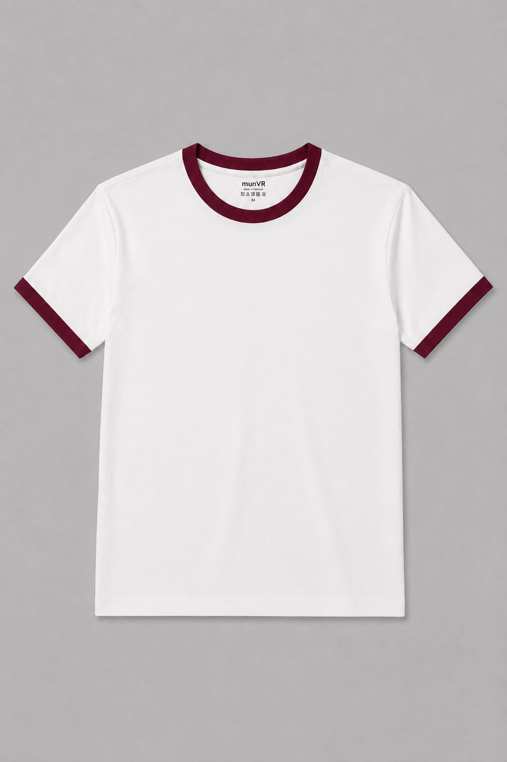 munVR White Ft Maroon Ringer Tshirt