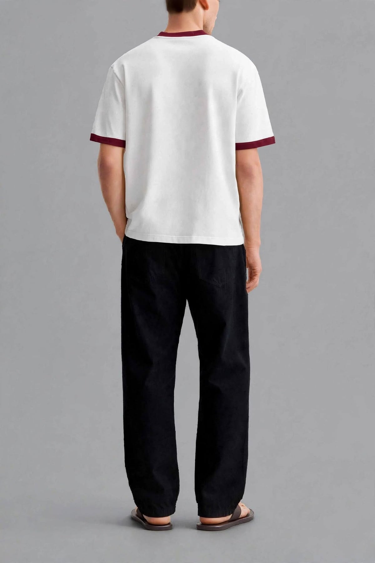 munVR White Ft Maroon Ringer Tshirt